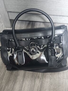 Michael Kors Black Patent Satchel with Signature Lock
